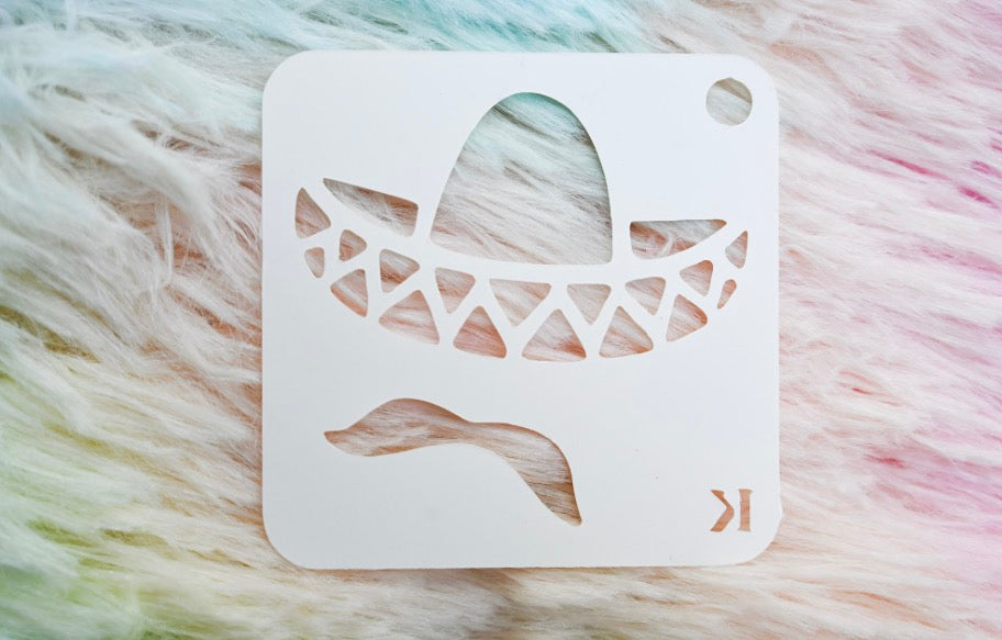 Mustache sombrero stencil 2x2 in