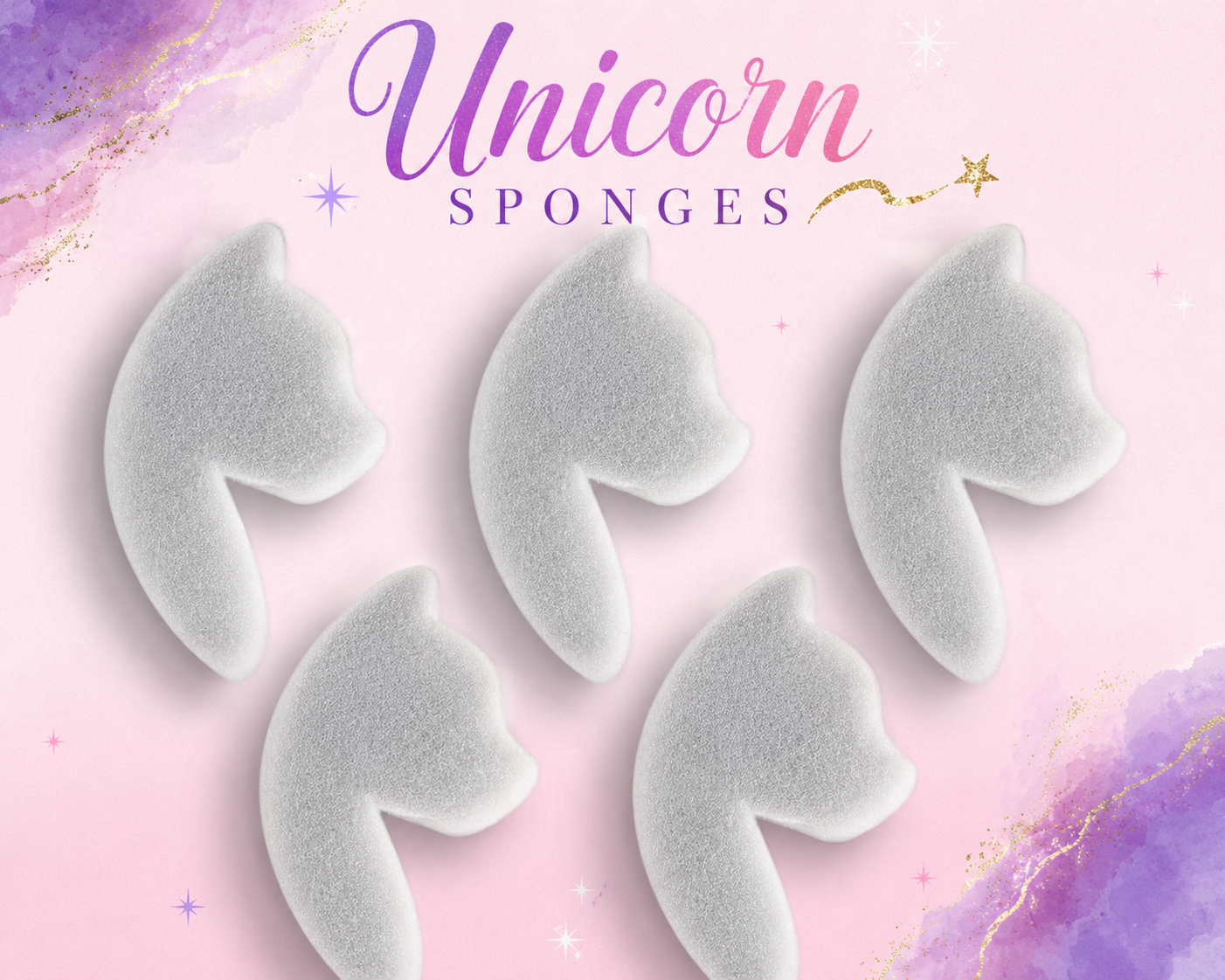 Five unicorn sponges